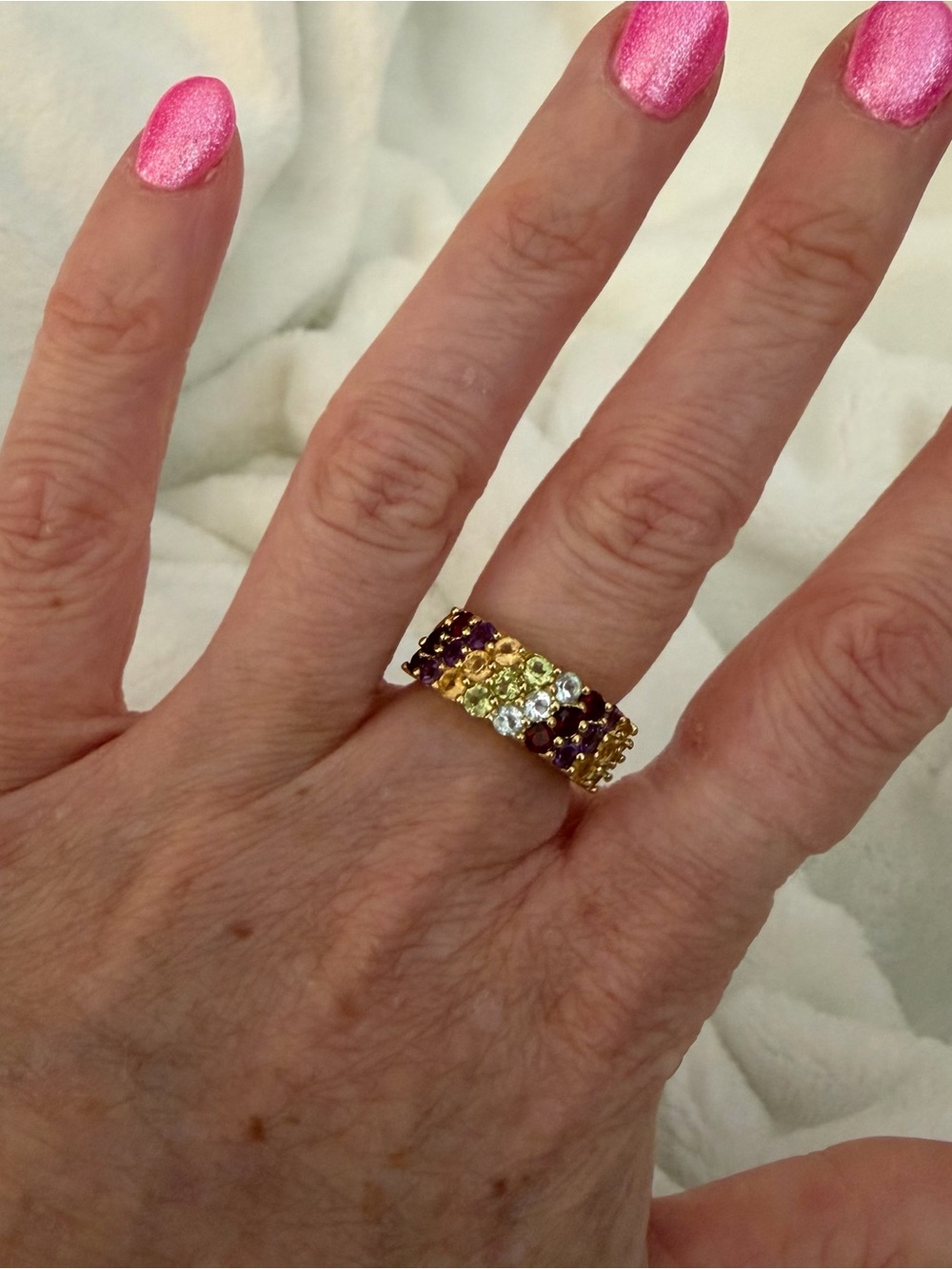 Freida Rothman Gold Sterling silver Multi-Gem Band Ring size 5